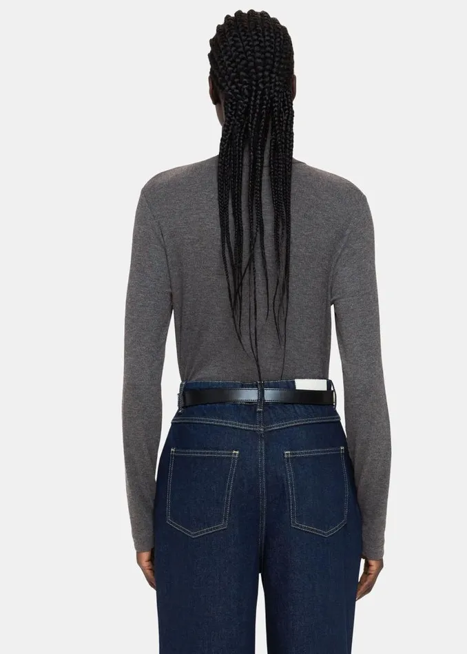 Whistles Tops Dark Grey Essential Ribbed Turtleneck 8211 Women