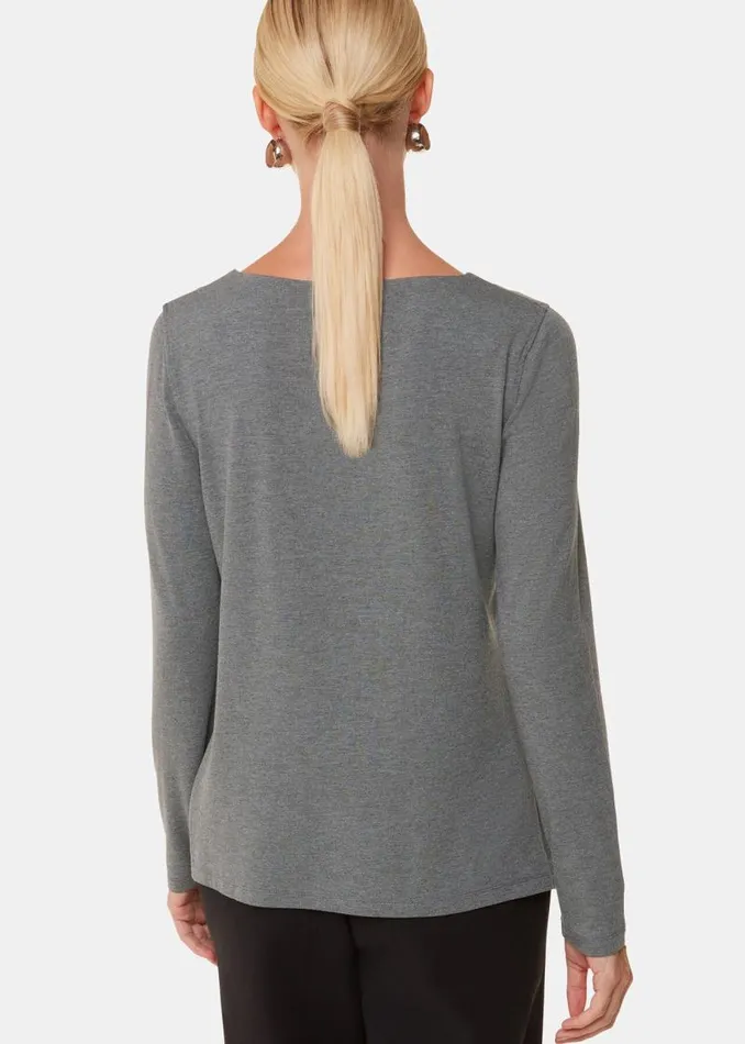 Whistles Tops Grey Marl Slim Straight Neck Jersey Top 8211 Women