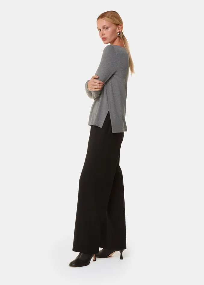 Whistles Tops Grey Marl Slim Straight Neck Jersey Top 8211 Women