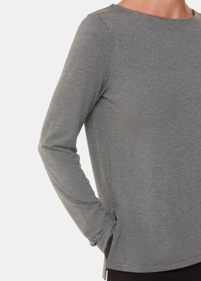 Whistles Tops Grey Marl Slim Straight Neck Jersey Top 8211 Women