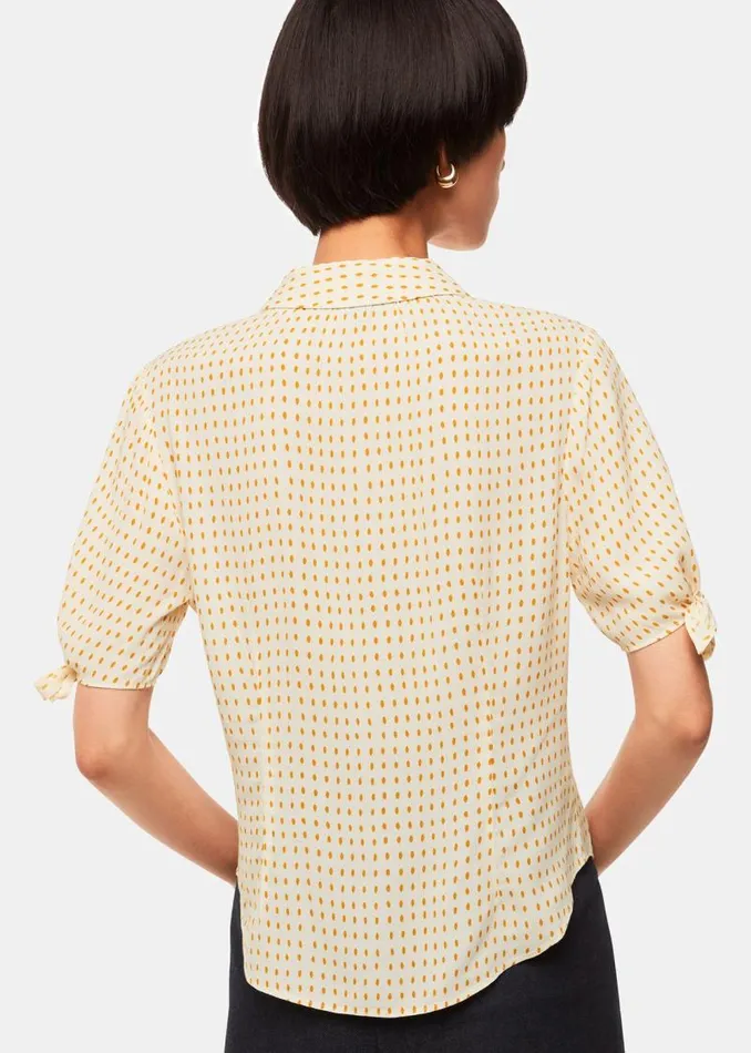 Whistles Tops Ivory Oval Spot Tie Sleeve Shirt 8211 Women
