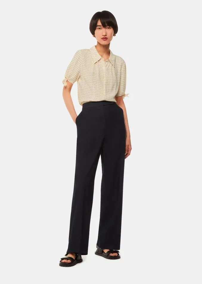 Whistles Tops Ivory Oval Spot Tie Sleeve Shirt 8211 Women