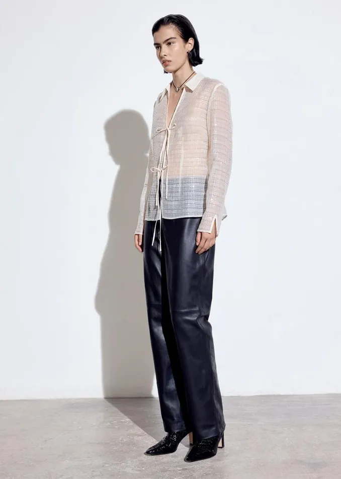 Whistles Tops Ivory Sequin Tie Front Top 8211 Women