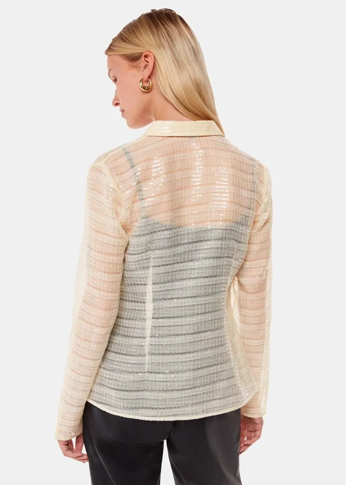 Whistles Tops Ivory Sequin Tie Front Top 8211 Women