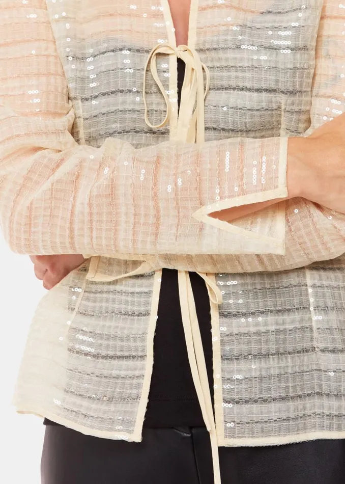 Whistles Tops Ivory Sequin Tie Front Top 8211 Women