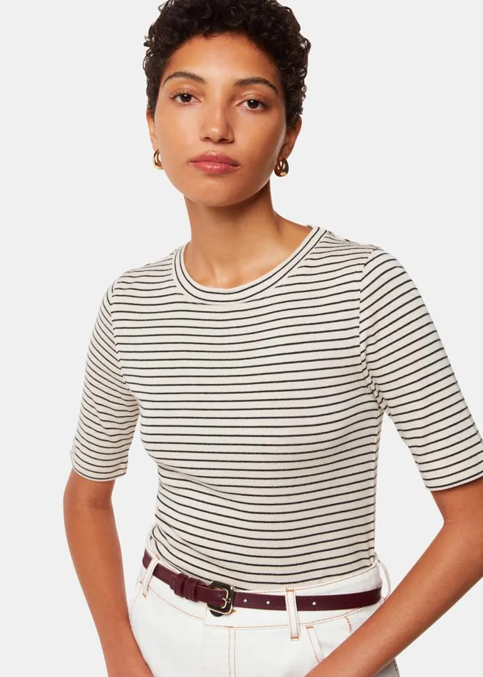 Whistles Tops Navy Slim Stripe TShirt 8211 Women