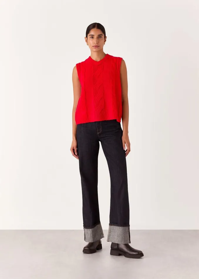 Whistles Tops Red Cable Detail Sweater Vest 8211 Women