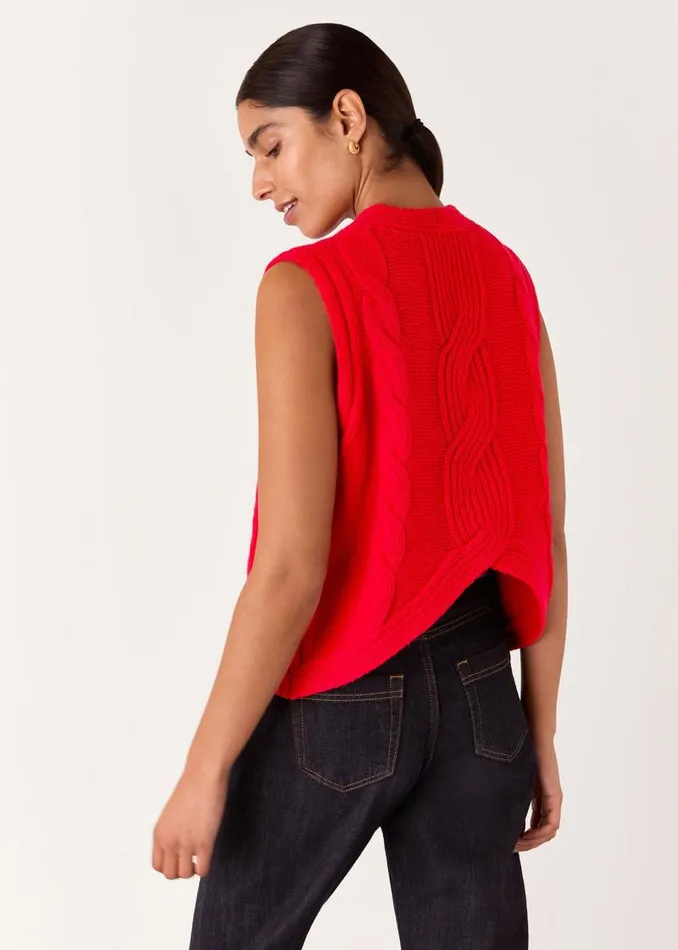 Whistles Tops Red Cable Detail Sweater Vest 8211 Women