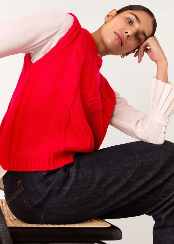 Whistles Tops Red Cable Detail Sweater Vest 8211 Women