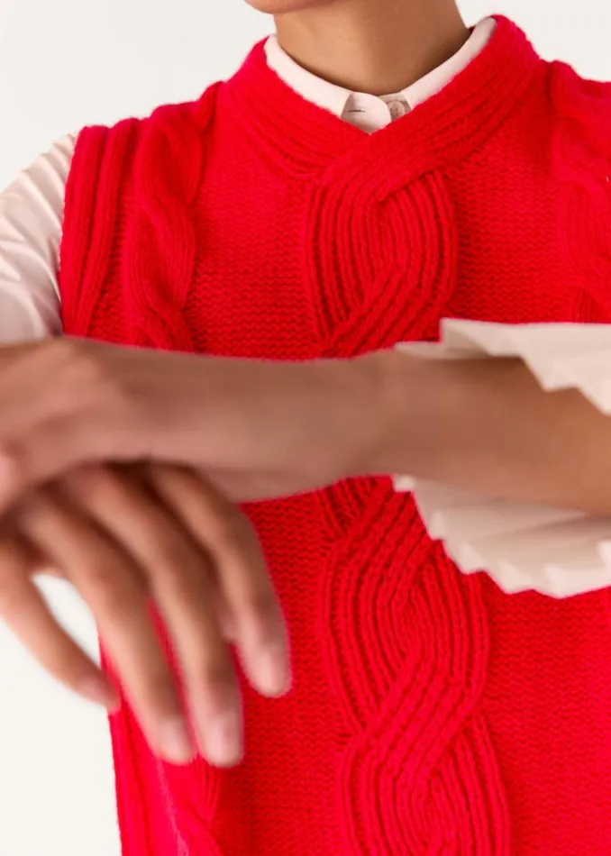 Whistles Tops Red Cable Detail Sweater Vest 8211 Women