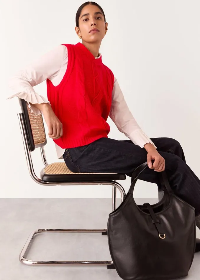 Whistles Tops Red Cable Detail Sweater Vest 8211 Women