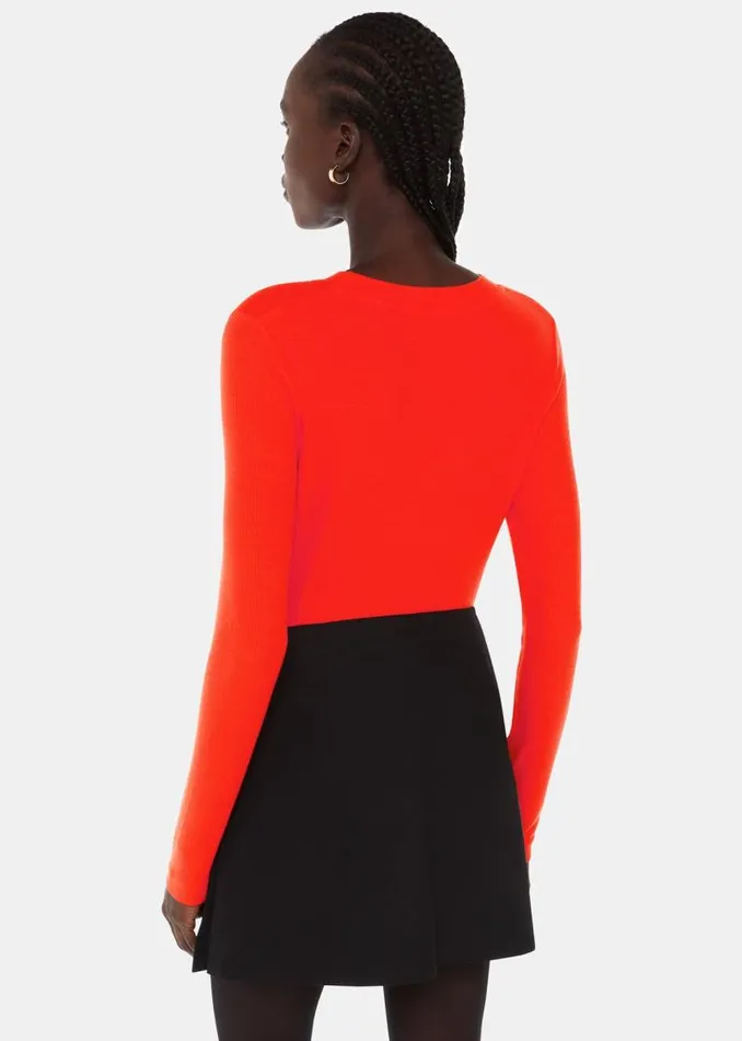 Whistles Tops Red Essential Ribbed Crew 8211 Women