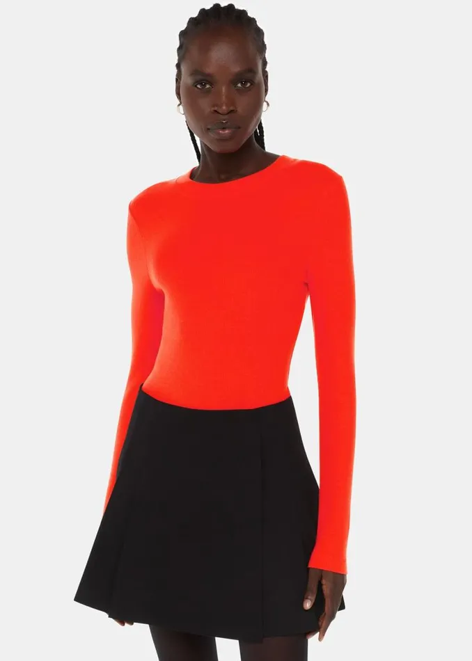 Whistles Tops Red Essential Ribbed Crew 8211 Women
