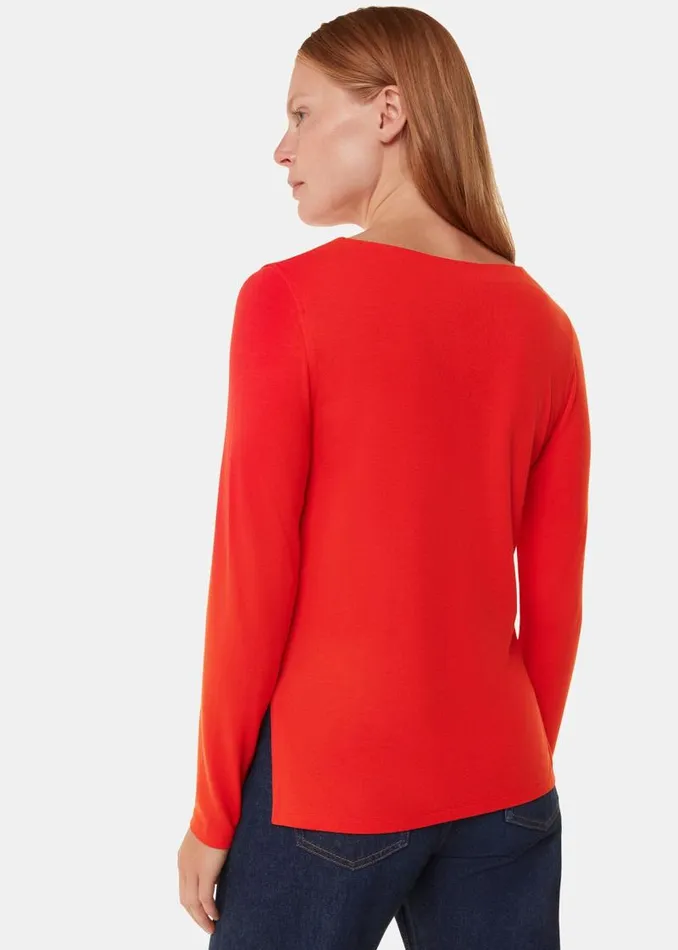 Whistles Tops Red Slim Straight Neck Jersey Top 8211 Women