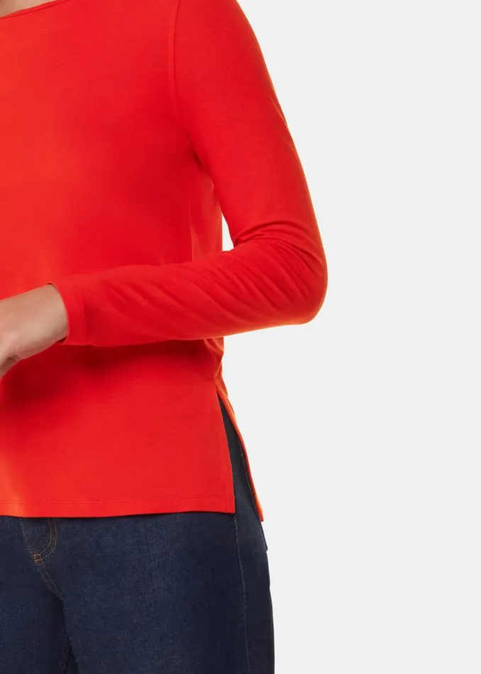 Whistles Tops Red Slim Straight Neck Jersey Top 8211 Women
