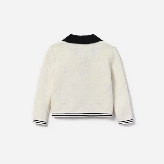 White Jacquard Cardigan Kids Self Portrait Knitwear White Jacquard Cardigan Kids Self Portrait Knitwear