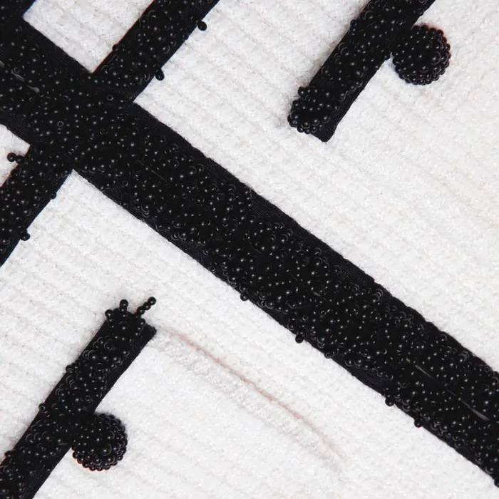 White Knit Contrast Trim Midi Dress Women Self Portrait Dresses White Knit Contrast Trim Midi Dress Women Self Portrait Dresses
