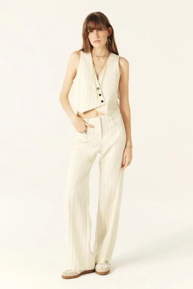 WideLeg Pants Elouan OffWhite Women Baandsh Pants and Jeans
