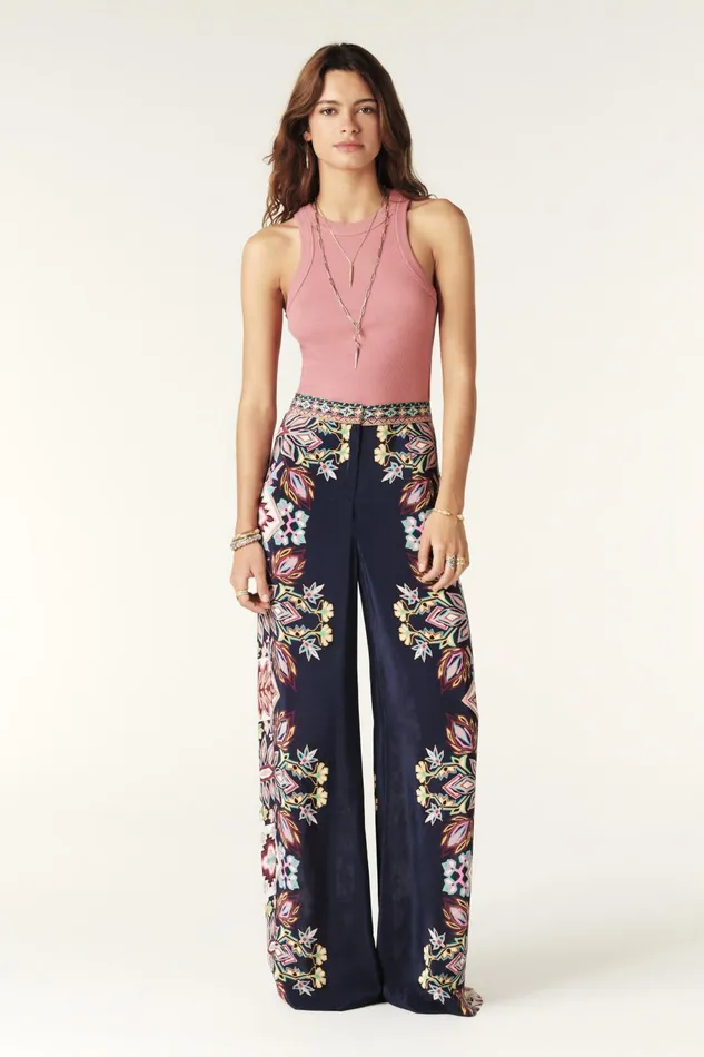 WideLeg Pants Lilou Blue Women Baandsh Pants and Jeans