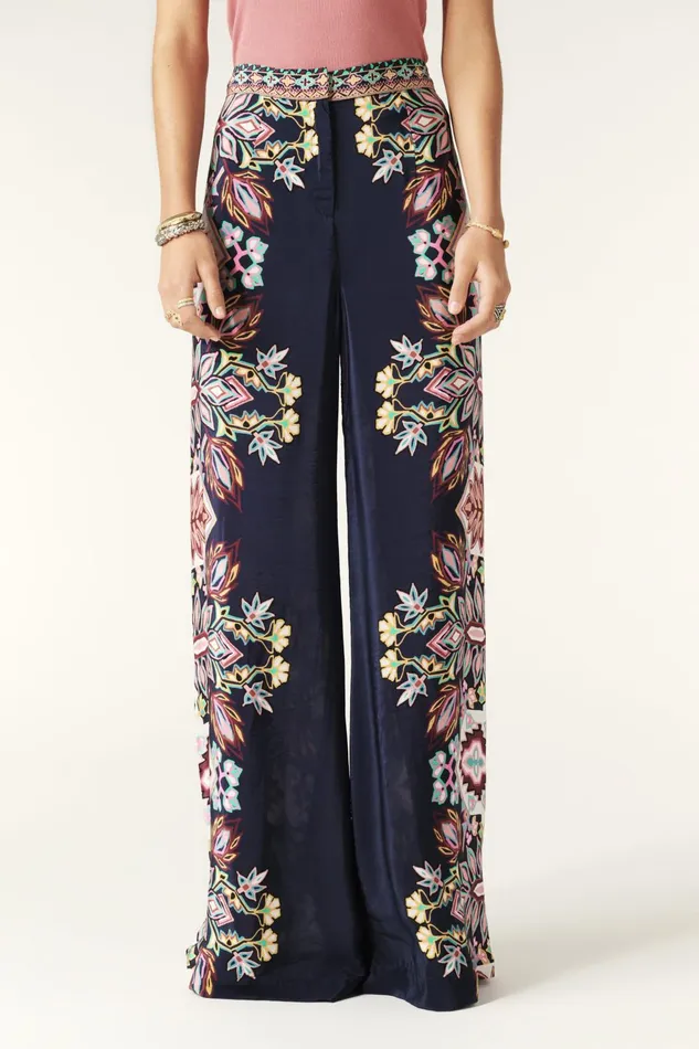WideLeg Pants Lilou Blue Women Baandsh Pants and Jeans