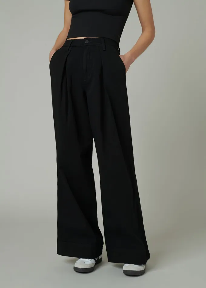 Wide Leg THE PLEATED DENIM TROUSER Black 8211 Joe8217s Jeans Women