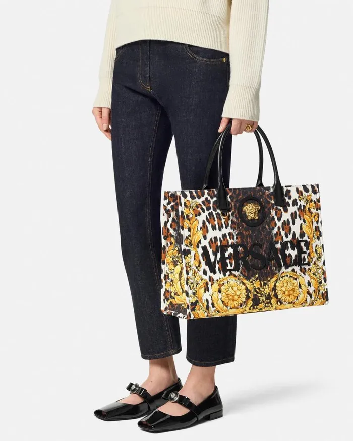 Wild Barocco Canvas Large Tote Bag Print Women Versace Totes