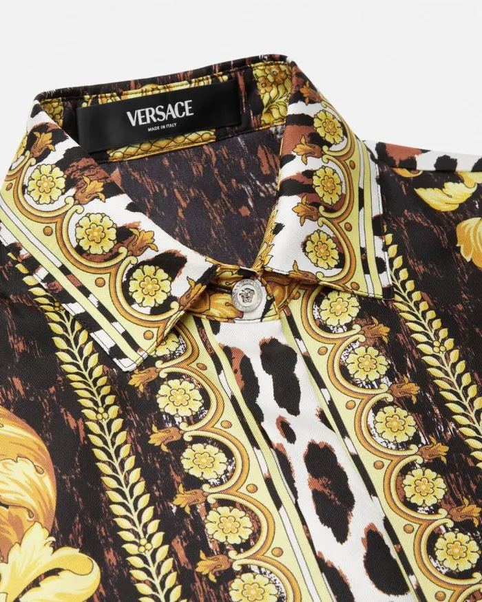 Wild Barocco Silk Midi Shirt Dress Print Women Versace Dresses