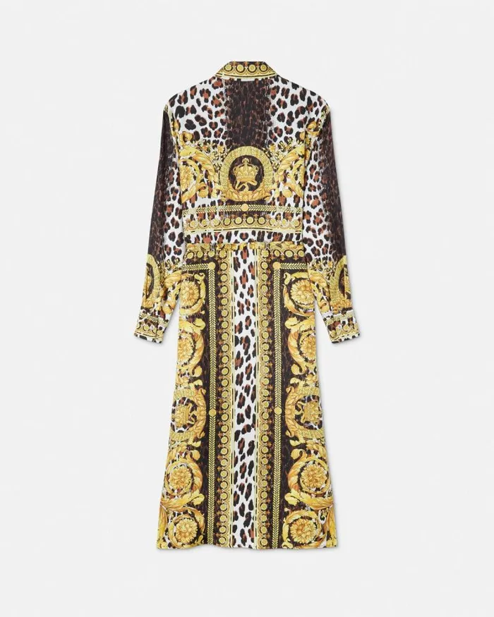 Wild Barocco Silk Midi Shirt Dress Print Women Versace Dresses