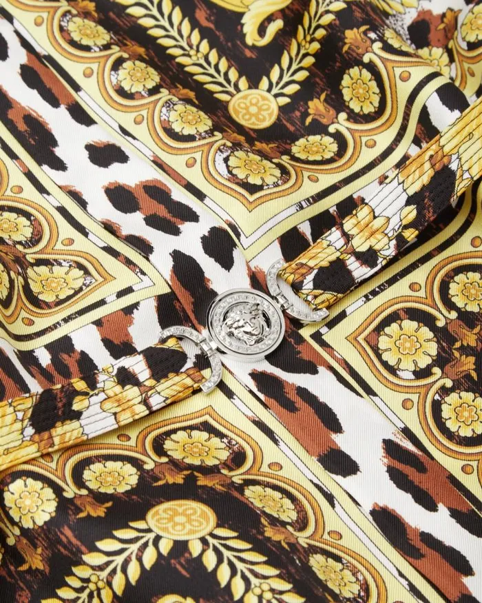 Wild Barocco Silk Midi Shirt Dress Print Women Versace Dresses