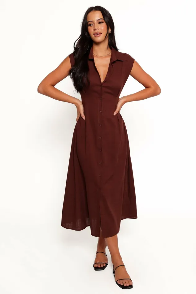 Winter Dresses Cami Midi Dress Chocolate Brown Petal and Pup Women