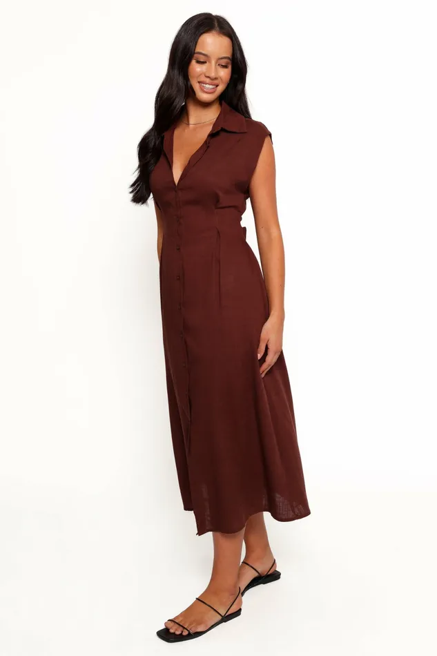 Winter Dresses Cami Midi Dress Chocolate Brown Petal and Pup Women