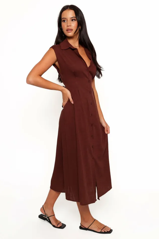 Winter Dresses Cami Midi Dress Chocolate Brown Petal and Pup Women