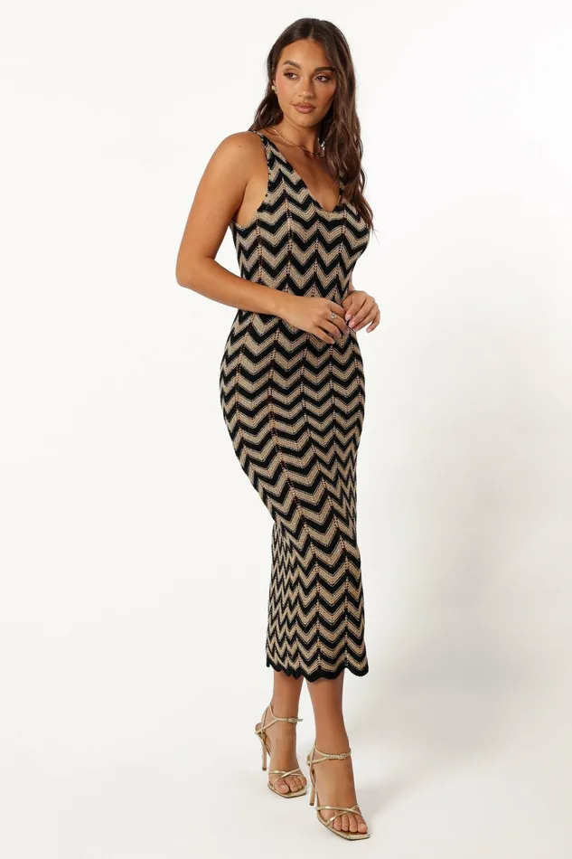 Winter Dresses Rhya Midi Dress SandBlack Petal and Pup Women Winter Dresses Rhya Midi Dress SandBlack Petal and Pup Women