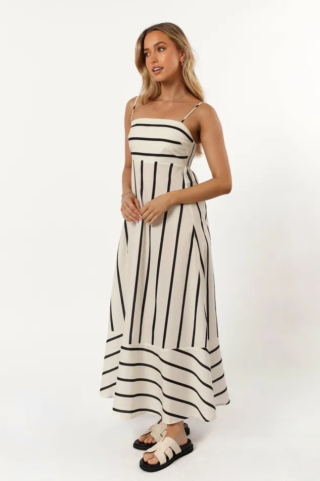 Winter Dresses Women Petal and Pup Shantelle Midi Dress Cream Stripe