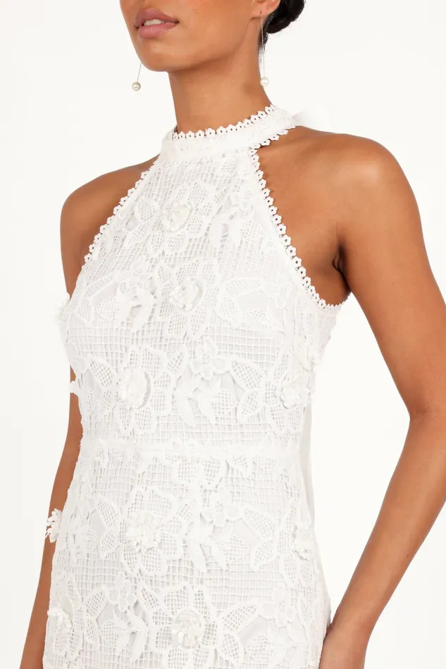 Women Adalyn Halterneck Midi Dress White Floral Dresses Petal and Pup