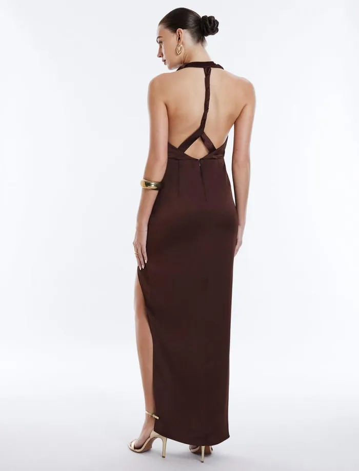 Women Allison Cowl Neck Evening Gown Chocolate BCBG Dresses Women Allison Cowl Neck Evening Gown Chocolate BCBG Dresses