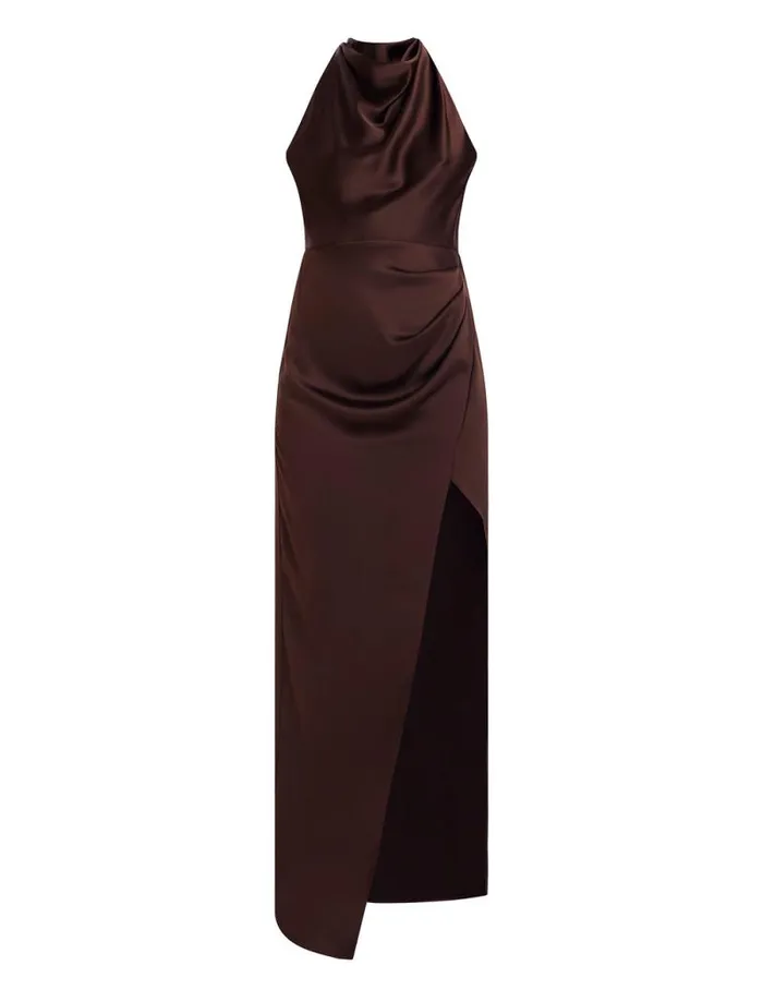 Women Allison Cowl Neck Evening Gown Chocolate BCBG Dresses Women Allison Cowl Neck Evening Gown Chocolate BCBG Dresses
