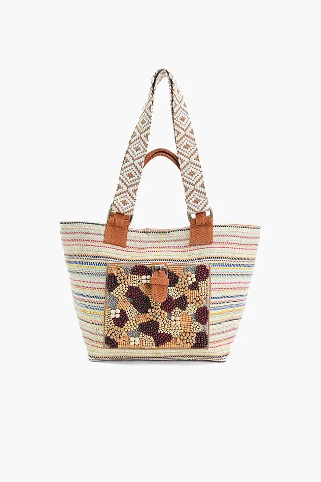 Women America and Beyond Handcrafted EarthTone Embellished Tote Totes