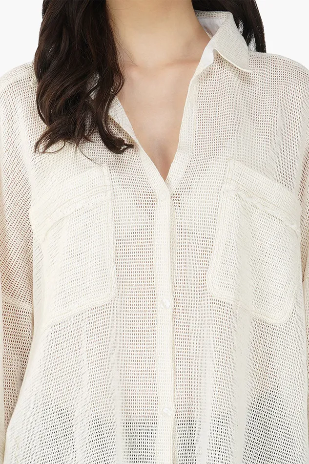 Women America and Beyond Off shoulder Shirt with two chest pockets Tops