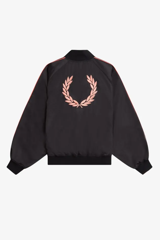 Women Amy Winehouse FoundationPrinted Lining Bomber Jacket Black Fred Perry Coats and Jackets