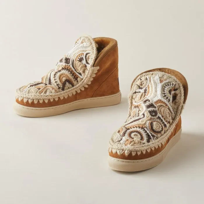 Women Arctic Crochet Ankle Boots Cognac Sundance Catalog Boots