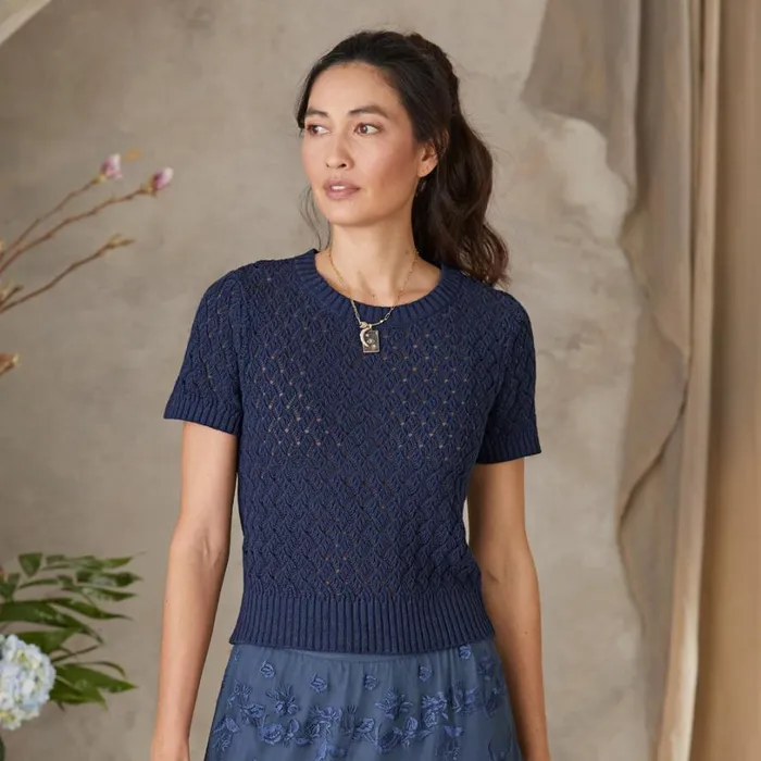 Women Arianna Sweater Navy Sundance Catalog Sweaters