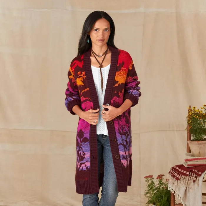 Women Autumn Sunset Sweater Coat Blackberry Sundance Catalog Sweaters