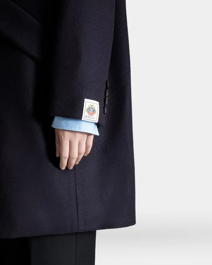 Women Bally Coats and Jackets SingleBreasted Midi Coat In A Navy Blue Wool Blend Blue Women Bally Coats and Jackets SingleBreasted Midi Coat In A Navy Blue Wool Blend Blue