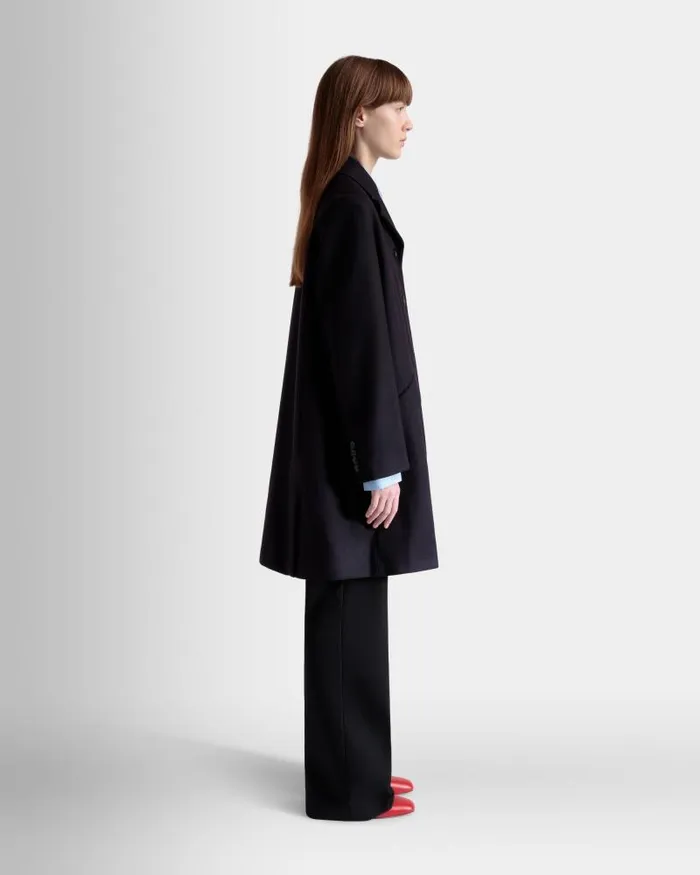 Women Bally Coats and Jackets SingleBreasted Midi Coat In A Navy Blue Wool Blend Blue Women Bally Coats and Jackets SingleBreasted Midi Coat In A Navy Blue Wool Blend Blue