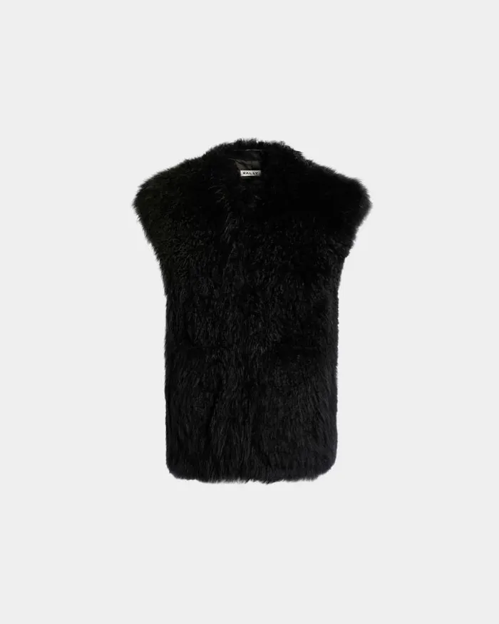 Women Bally Coats and Jackets Winter Capsule Vest In Black Shearling Black