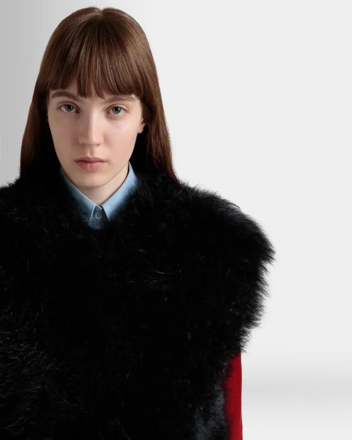 Women Bally Coats and Jackets Winter Capsule Vest In Black Shearling Black Women Bally Coats and Jackets Winter Capsule Vest In Black Shearling Black