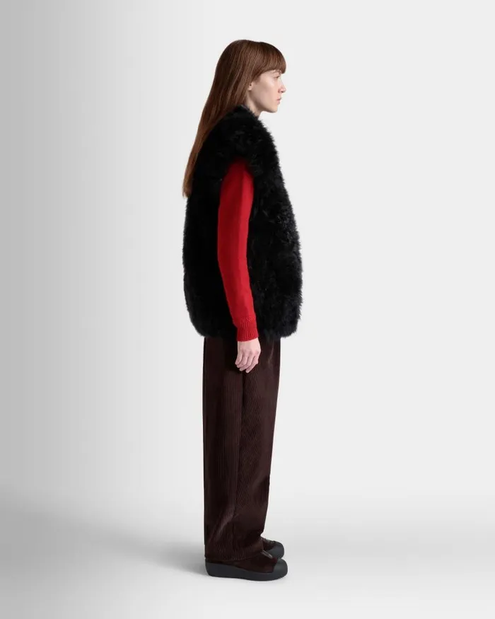 Women Bally Coats and Jackets Winter Capsule Vest In Black Shearling Black Women Bally Coats and Jackets Winter Capsule Vest In Black Shearling Black
