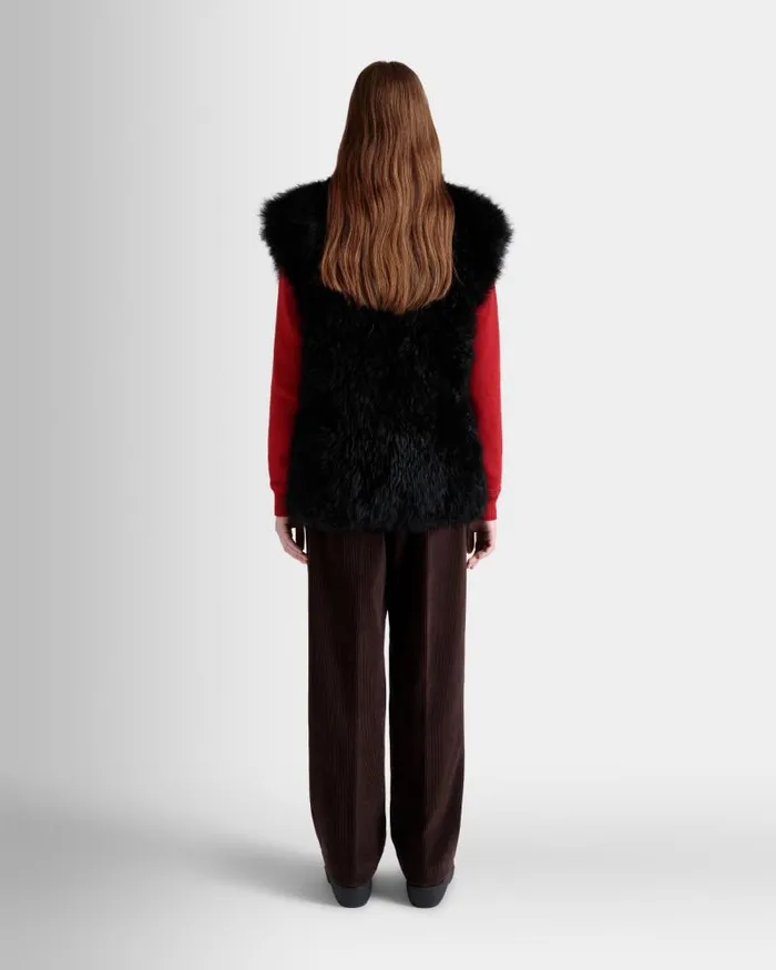 Women Bally Coats and Jackets Winter Capsule Vest In Black Shearling Black Women Bally Coats and Jackets Winter Capsule Vest In Black Shearling Black