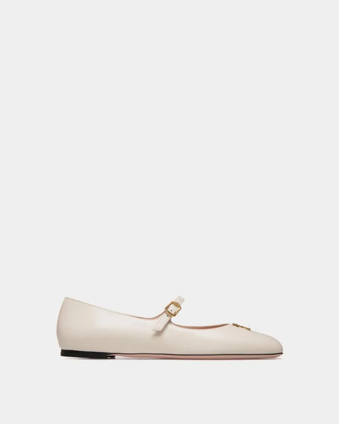 Women Bally Flats and Moccasins Ballyrina MaryJane Flat In White Leather White
